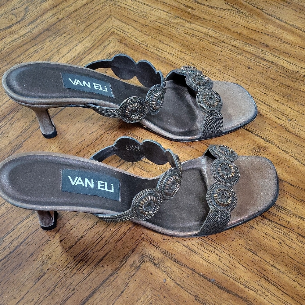 Van Eli Bronze Embellished Heels